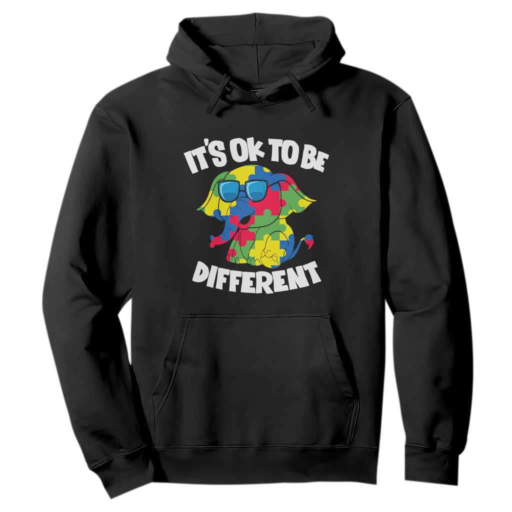 Autism Awareness Day Hoodie It's Okay To Be Different Elephant TS01 Black Printyourwear