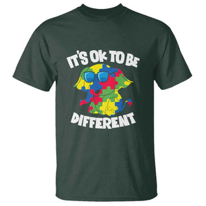 Autism Awareness Day T Shirt It's Okay To Be Different Elephant TS01 Dark Forest Green Printyourwear