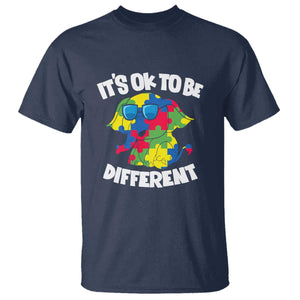 Autism Awareness Day T Shirt It's Okay To Be Different Elephant TS01 Navy Printyourwear