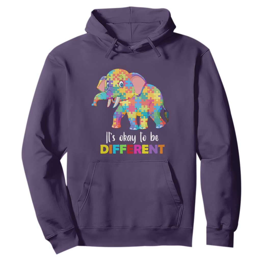 Autism Hoodie It's Okay To Be Different Elephant TS01 Purple Printyourwear