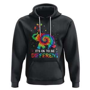 Tie Dye Elephant Autism Hoodie Its Ok To Be Different TS01 Black Printyourwear