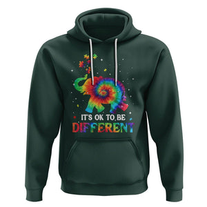 Tie Dye Elephant Autism Hoodie Its Ok To Be Different TS01 Dark Forest Green Printyourwear