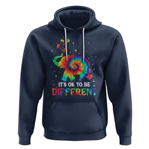 Tie Dye Elephant Autism Hoodie Its Ok To Be Different TS01 Navy Printyourwear