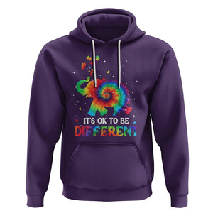 Tie Dye Elephant Autism Hoodie Its Ok To Be Different TS01 Purple Printyourwear