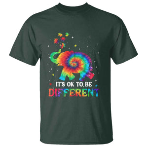 Tie Dye Elephant Autism T Shirt Its Ok To Be Different TS01 Dark Forest Green Printyourwear