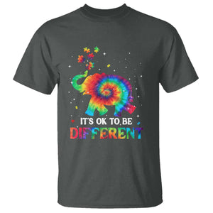 Tie Dye Elephant Autism T Shirt Its Ok To Be Different TS01 Dark Heather Printyourwear