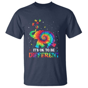 Tie Dye Elephant Autism T Shirt Its Ok To Be Different TS01 Navy Printyourwear