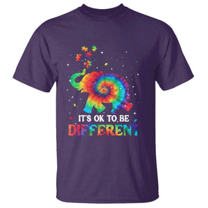 Tie Dye Elephant Autism T Shirt Its Ok To Be Different TS01 Purple Printyourwear