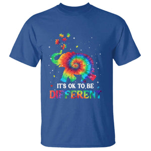 Tie Dye Elephant Autism T Shirt Its Ok To Be Different TS01 Royal Blue Printyourwear