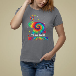 Tie Dye Elephant Autism T Shirt For Women Its Ok To Be Different TS01 Charcoal Printyourwear