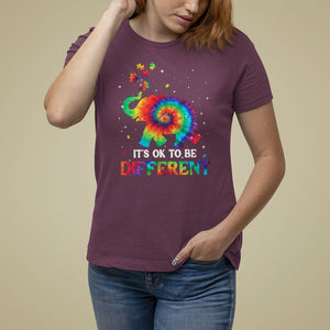 Tie Dye Elephant Autism T Shirt For Women Its Ok To Be Different TS01 Maroon Printyourwear