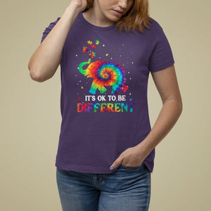 Tie Dye Elephant Autism T Shirt For Women Its Ok To Be Different TS01 Purple Printyourwear