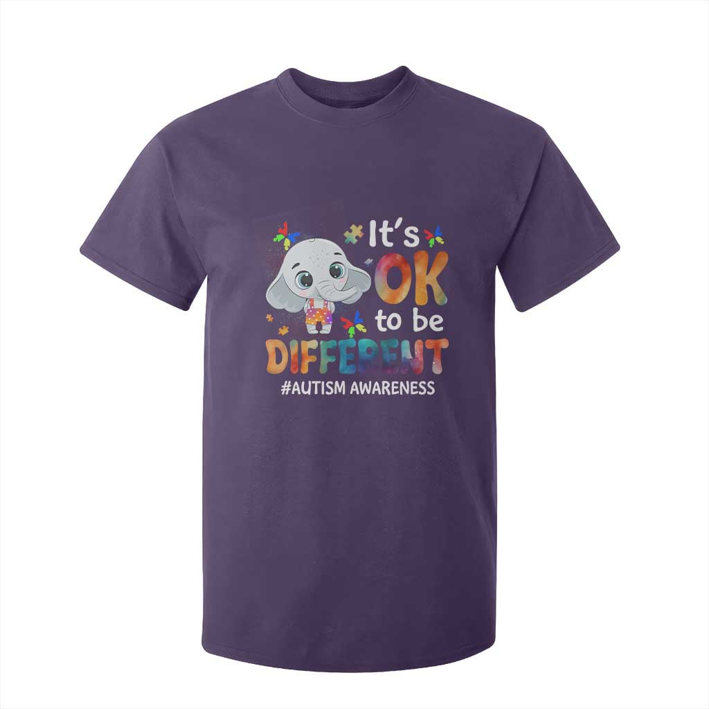 World Autism Day T Shirt For Kid It's Okay To Be Different Elephant TS01 Purple Printyourwear