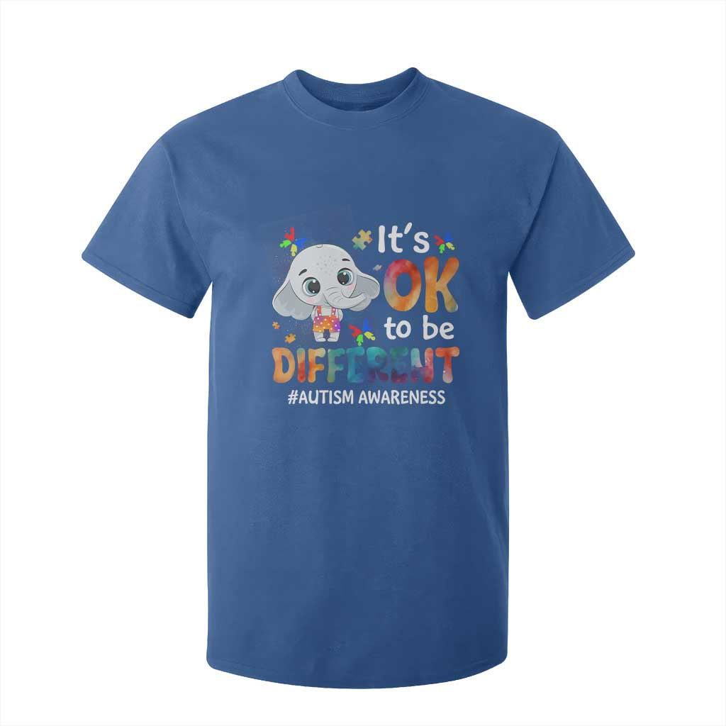 World Autism Day T Shirt For Kid It's Okay To Be Different Elephant TS01 Royal Blue Printyourwear