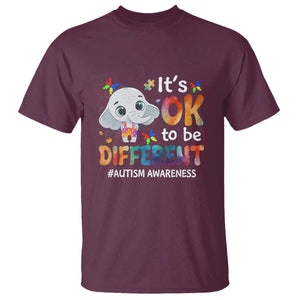 World Autism Day T Shirt It's Okay To Be Different Elephant TS01 Maroon Printyourwear