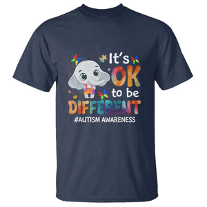 World Autism Day T Shirt It's Okay To Be Different Elephant TS01 Navy Printyourwear