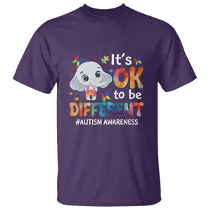 World Autism Day T Shirt It's Okay To Be Different Elephant TS01 Purple Printyourwear