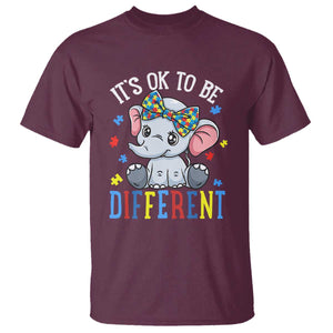 Autism Month T Shirt It's Okay To Be Different Elephant TS01 Maroon Printyourwear