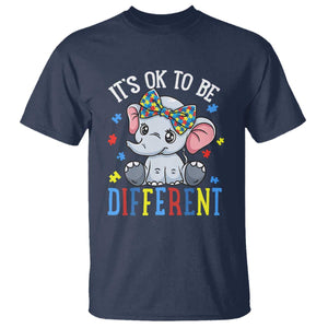 Autism Month T Shirt It's Okay To Be Different Elephant TS01 Navy Printyourwear