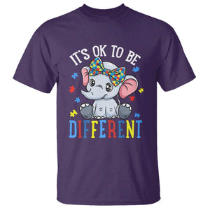 Autism Month T Shirt It's Okay To Be Different Elephant TS01 Purple Printyourwear