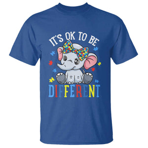 Autism Month T Shirt It's Okay To Be Different Elephant TS01 Royal Blue Printyourwear