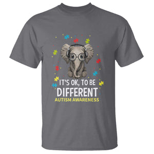 Autism Awareness Elephant T Shirt It's Okay To Be Different TS01 Charcoal Printyourwear