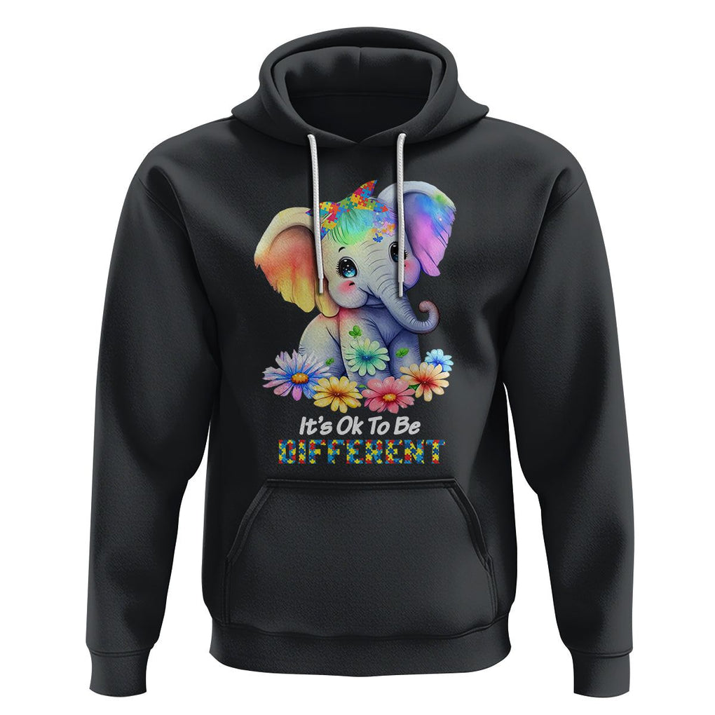 It's Ok To Be Elephant Different Autism Awareness Hoodie TS01 Black Printyourwear