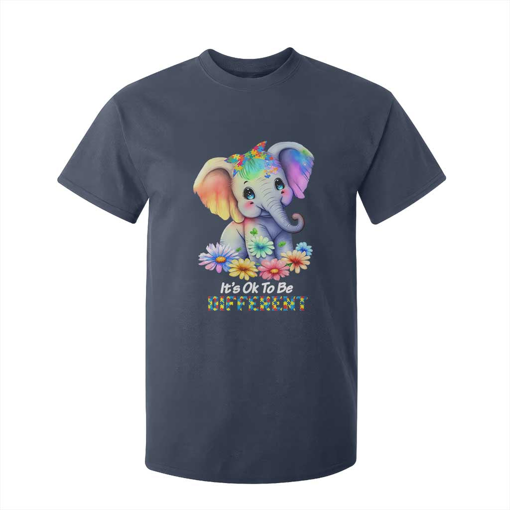 It's Ok To Be Elephant Different Autism Awareness T Shirt For Kid TS01 Navy Printyourwear