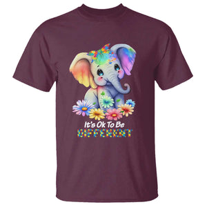 It's Ok To Be Elephant Different Autism Awareness T Shirt TS01 Maroon Printyourwear