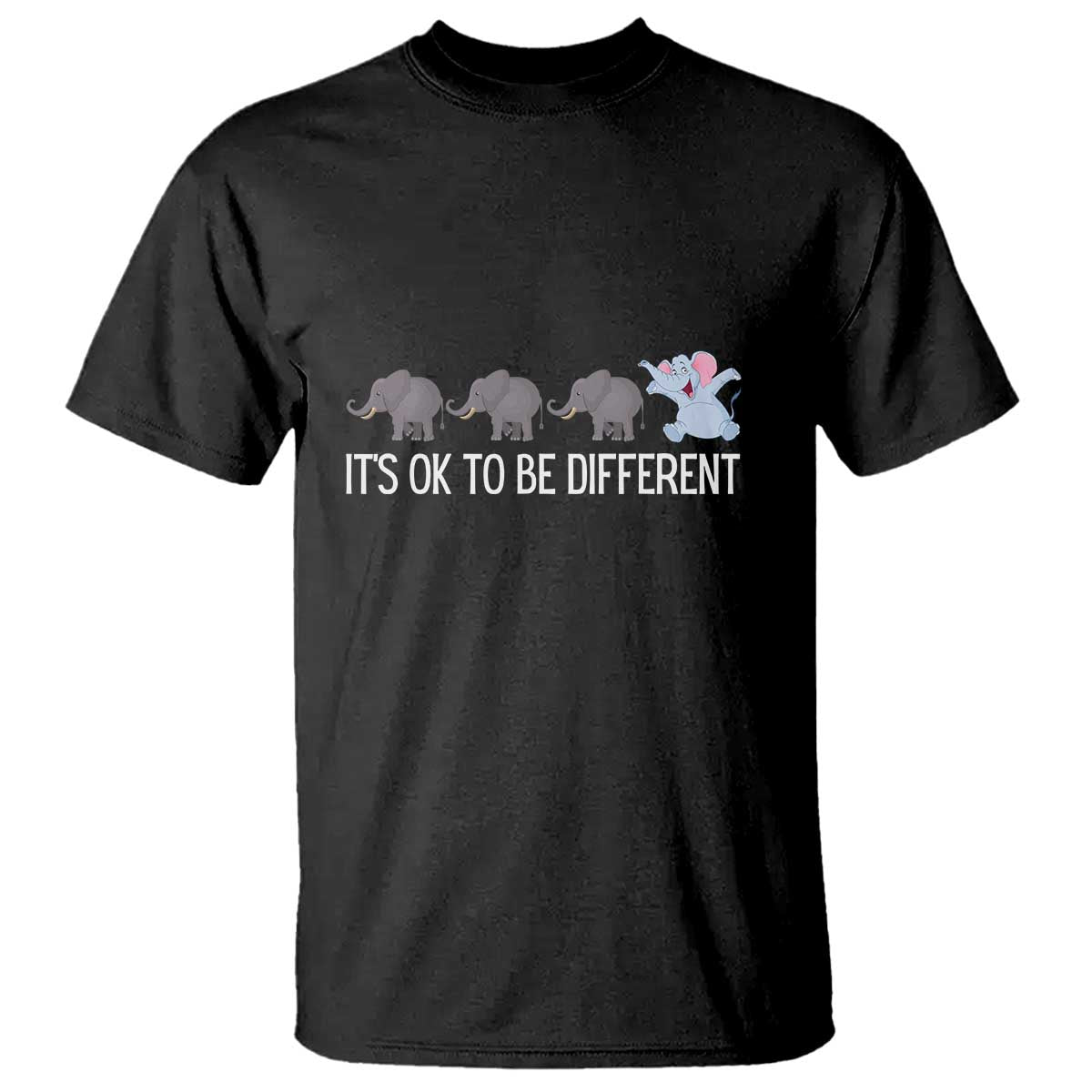 Autism It's Ok To Be Different Elephant Shirt Funny Elephant T Shirt TS01 Black Printyourwear