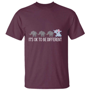 Autism It's Ok To Be Different Elephant Shirt Funny Elephant T Shirt TS01 Maroon Printyourwear