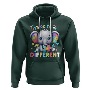 Cute Elephant Autism Awareness Hoodie Its Ok To Be Different TS01 Dark Forest Green Printyourwear