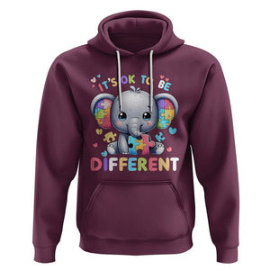 Cute Elephant Autism Awareness Hoodie Its Ok To Be Different TS01 Maroon Printyourwear