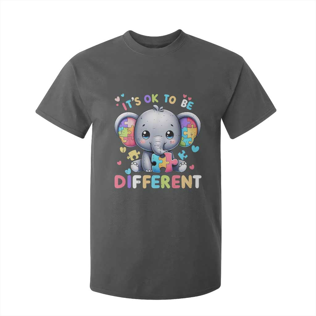 Cute Elephant Autism Awareness T Shirt For Kid Its Ok To Be Different TS01 Dark Heather Printyourwear