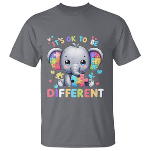 Cute Elephant Autism Awareness T Shirt Its Ok To Be Different TS01 Charcoal Printyourwear