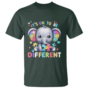 Cute Elephant Autism Awareness T Shirt Its Ok To Be Different TS01 Dark Forest Green Printyourwear