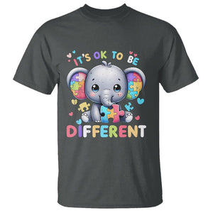 Cute Elephant Autism Awareness T Shirt Its Ok To Be Different TS01 Dark Heather Printyourwear