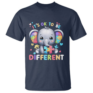 Cute Elephant Autism Awareness T Shirt Its Ok To Be Different TS01 Navy Printyourwear