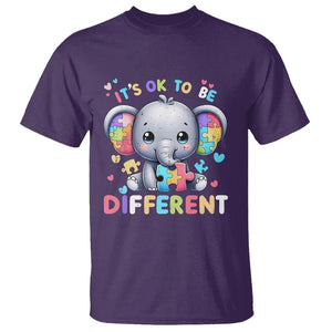 Cute Elephant Autism Awareness T Shirt Its Ok To Be Different TS01 Purple Printyourwear