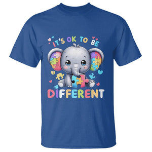 Cute Elephant Autism Awareness T Shirt Its Ok To Be Different TS01 Royal Blue Printyourwear