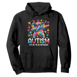 Autism Awareness Dabbing Elephant Hoodie Its Ok To Be Different TS01 Black Printyourwear