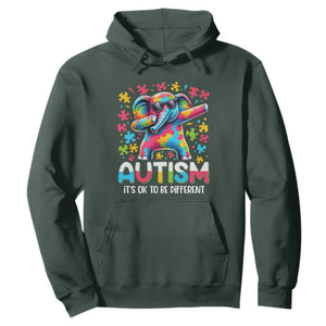 Autism Awareness Dabbing Elephant Hoodie Its Ok To Be Different TS01 Dark Forest Green Printyourwear