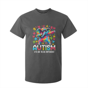 Autism Awareness Dabbing Elephant T Shirt For Kid Its Ok To Be Different TS01 Dark Heather Printyourwear