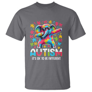 Autism Awareness Dabbing Elephant T Shirt Its Ok To Be Different TS01 Charcoal Printyourwear