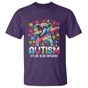 Autism Awareness Dabbing Elephant T Shirt Its Ok To Be Different TS01 Purple Printyourwear