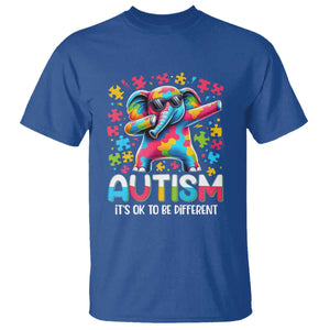 Autism Awareness Dabbing Elephant T Shirt Its Ok To Be Different TS01 Royal Blue Printyourwear