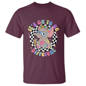 Support Autism T Shirt It's Okay To Be Different Funny Elephant TS01 Maroon Printyourwear