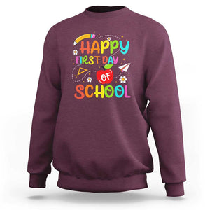 Welcome Back to School Sweatshirt First Day Premium Tee for Teachers & Students TS01 Maroon Print Your Wear