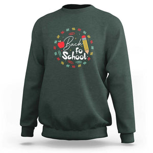 Teacher & Kids Back to School Tee Sweatshirt First Day of School Pencil Theme TS01 Dark Forest Green Print Your Wear