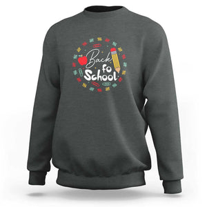 Teacher & Kids Back to School Tee Sweatshirt First Day of School Pencil Theme TS01 Dark Heather Print Your Wear